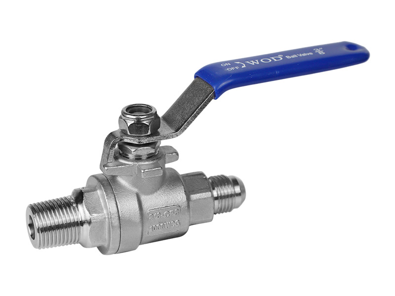 Two piece male-male thread ball valve